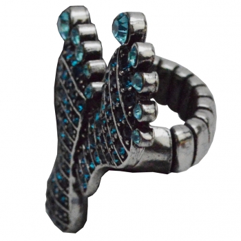 Preview: flevado Ausergewöhnlicher Foot-Ring mit Strass-Steinen besetzt blau-türkis